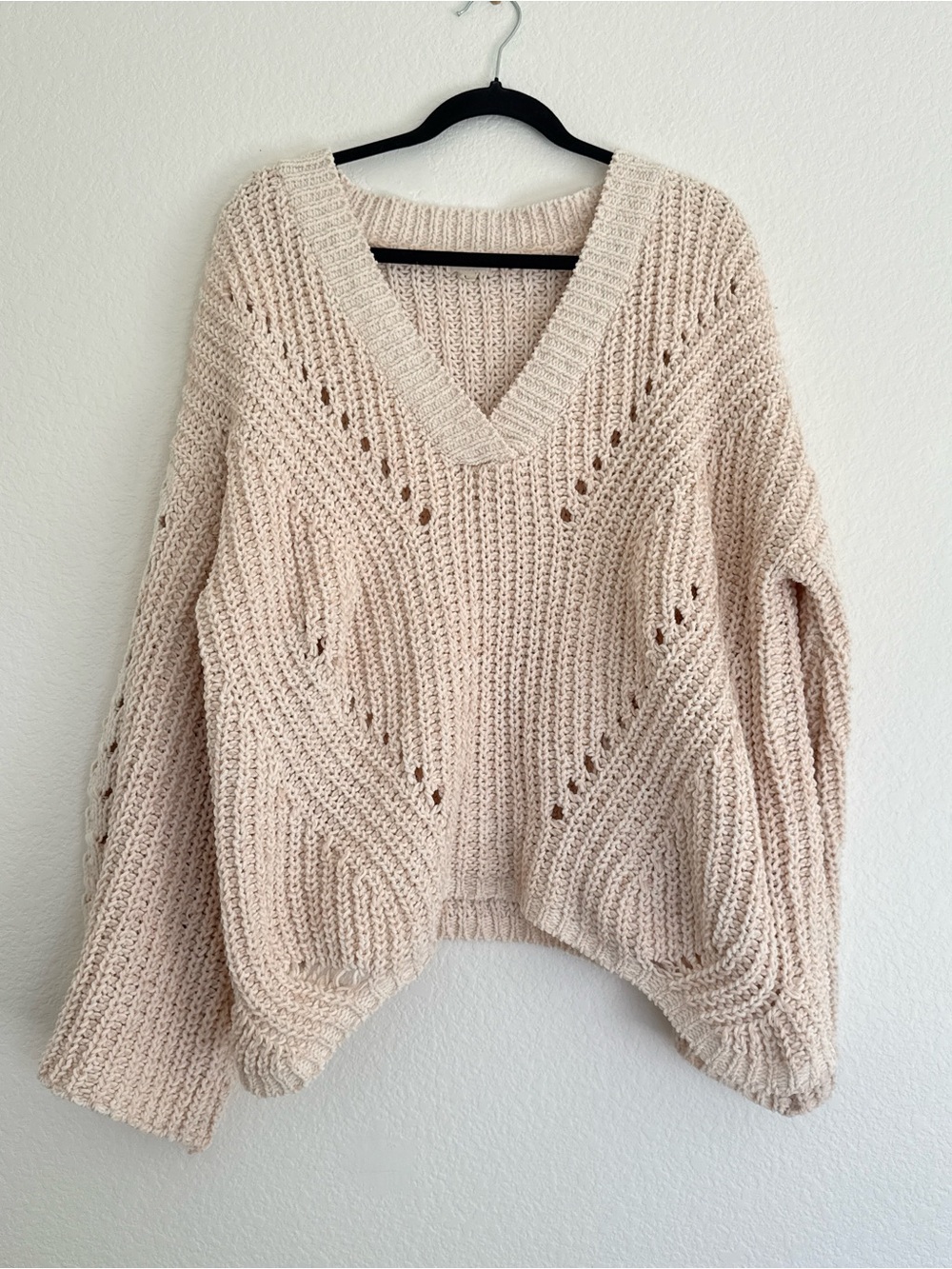 Anthropologie POL Cream Knit Sweater Size Large